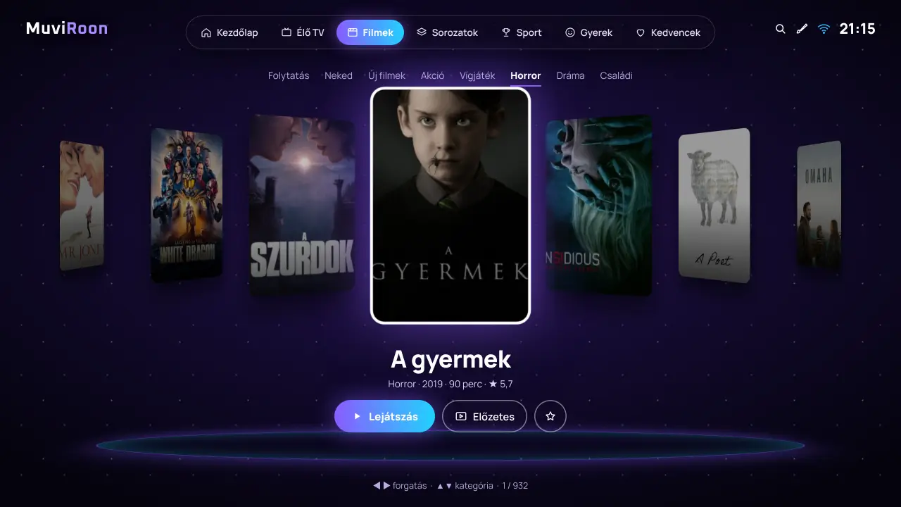 A Szuper filmkatalógusa térben rendezett plakátokkal, látványterv